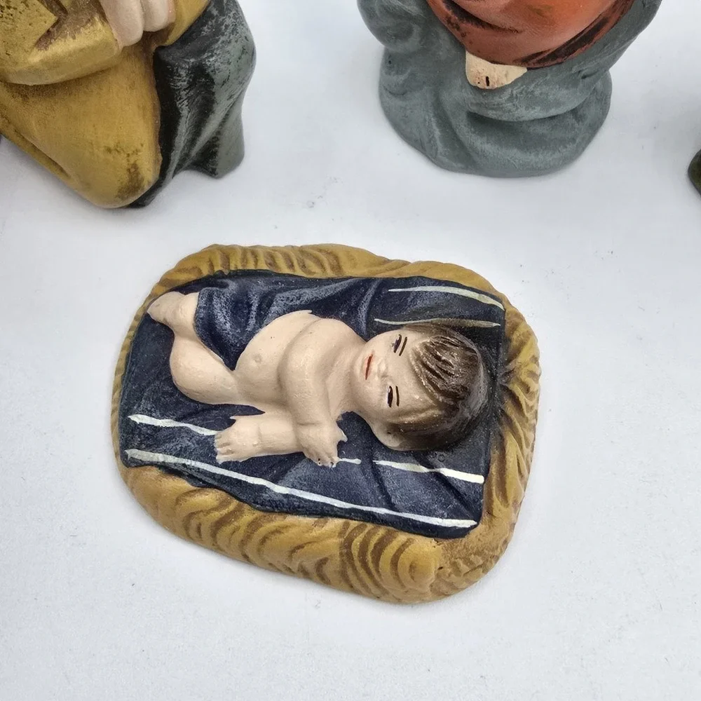 Vtg Nativity Set‎ Ortigas Figures Red Clay Ceramic